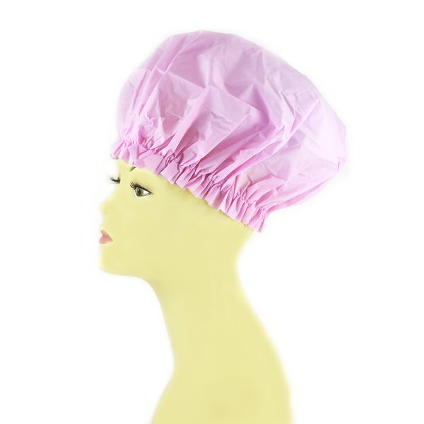 Shower Cap - Pink, Vinyl material, elastic band, extra large, large, won’t fall off your head