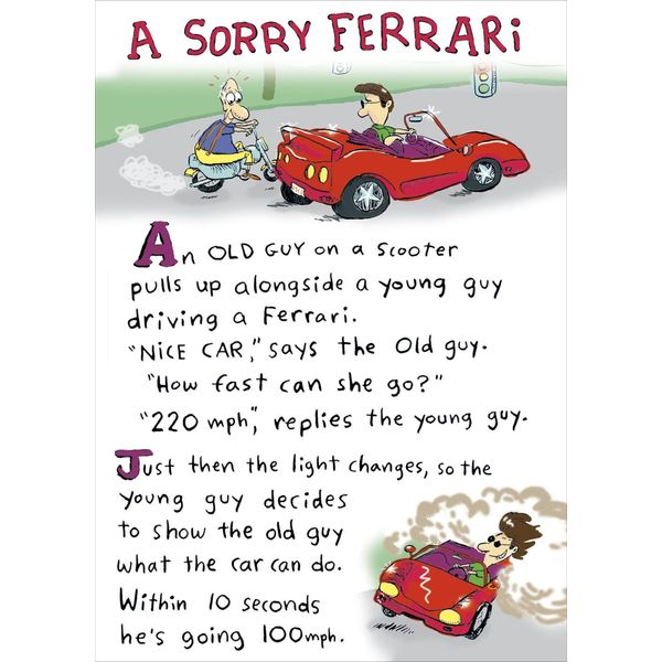 A Sorry Ferrari! Humorous Bottlecap Greeting Card