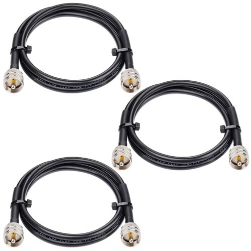 MOOKEERF RG8x Jumper Cable 3ft,3 Pack CB Coax Cable PL259 UHF Connector 50 ohm Low Loss for Ham Radio,Antenna Analyzer,Dummy Load,SWR Meter