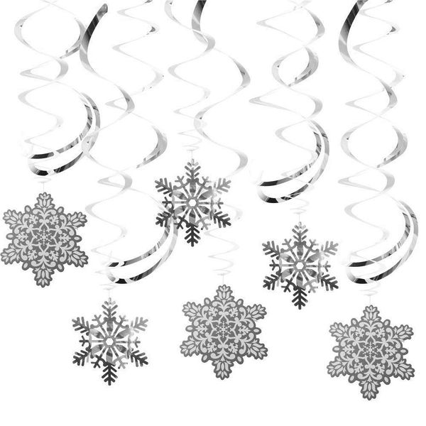 DERAYEE 20 Pieces Snowflake Swirls Hanging Ceiling Decorations Cutout Decorations Party Supplies For Santa Party Xmas Accessories