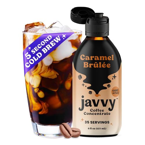 Javvy Coffee Concentrate - Cold Brew Coffee, Perfect for Instant Iced Coffee, Cold Brewed Coffee and Hot Coffee, 35 Servings - Caramel Brulee