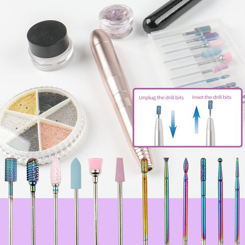 ANGNYA Nail Drill Bits 12 Pcs, Bits for Nail Cutter Attachments, Professional Cuticle Grinding Head Set Bit for Manicure Pedicure