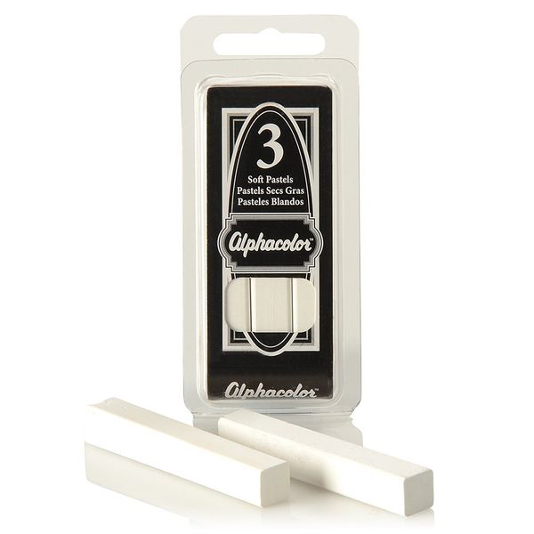 Quartet Derwent Alphacolor Round Soft Pastels, White, 3 Pastels per Pack (105W)
