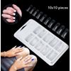 100 Pcs False Nail Mold Set - Full Cover Clear Dual Forms for UV Gel Tips System