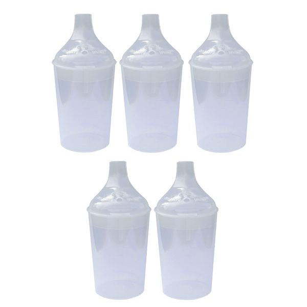 Lizzyoftheflowers 5 Pack - Clear Wide Spout Feeding Beakers with Graduated Measurements and Controllable Flow Lid - Autoclavable, Microwave Safe and Spill-Proof