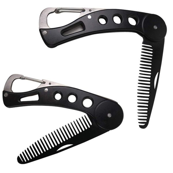 Set of 2 Folding Beard Comb, Pocket Comb, Stainless Steel, Men's, Foldable, Anti-Static, Portable Comb, Birthday Gift