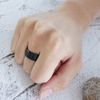 8mm Stainless Matte Brushed Classical Simple Plain Wedding Band Ring (Black, 7)
