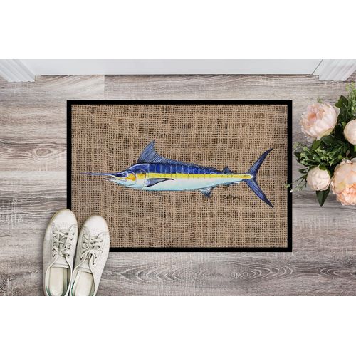 Caroline's Treasures 8773MAT Marlin Doormat 18x27 Front Door Mat Indoor Outdoor Rugs for Entryway, Non Slip Washable Low Pile, 18H X 27W