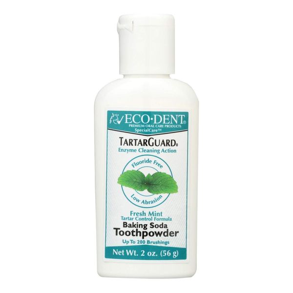 Eco-Dent TartarGuard Baking Soda Toothpowder - Enzyme Cleaning Action for Tartar Control, SLS-Free, Fluoride-Free Toothpaste Alternative, Fresh Mint Tooth Powder, 2 Oz (Pack of 2)