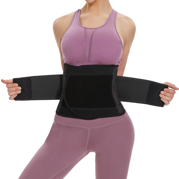 SIHOHAN Bauchweggürtel, Schwitzgürtel Fitness Gürtel, Verstellbarer Taille Trimmer Gürtel Fitnessgürtel, Waisttrainer Taillenformer, Bauchgürtel für Herren und Damen（Schwarz, L）