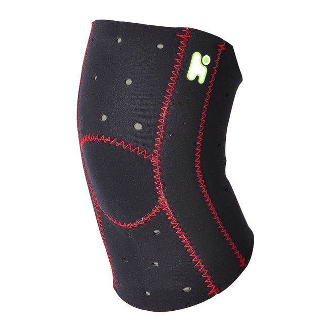 Healthpoint 1020HOBKRD Marathon's Knee Support 10 with Hole, M-L, Black and Red