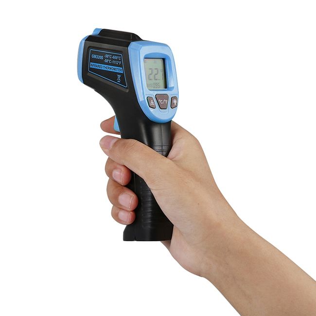 Temperature Measuring Gun, Infrared Thermometer, Industrial Thermometer,  with LCD Display GM320S for Hot Water Pipes Engine Parts Surface(Blue)