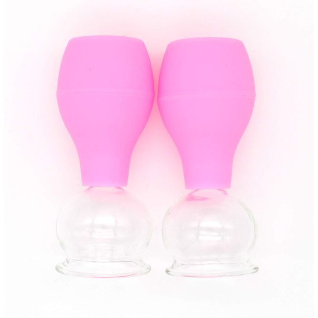 Bonte Facial Cupping, Face Cupping, Suction, Glass Cup, Silicone Pump, Washable (Diameter 1.4 inches (35 mm), Set of 2