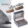 Mens 925 Silver Cufflinks With Amber In Gift Packaging
