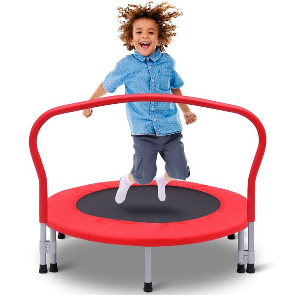 36Inch Kids Trampoline for Toddlers w/ Handle, Indoor Mini Trampoline for Kids