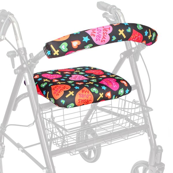 Top Glides "Jesus Loves Me" Universal Rollator Walker Seat and Backrest Covers (Christian)