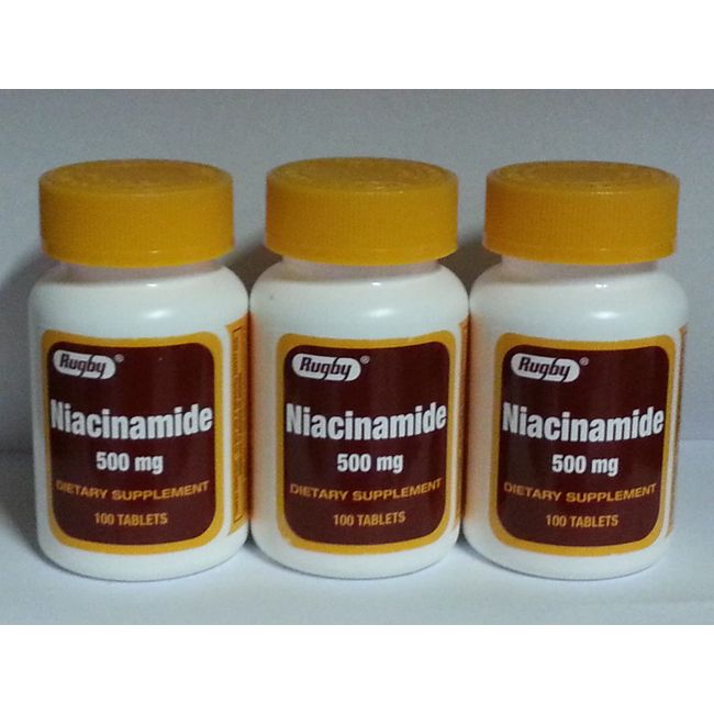 Rugby Niacinamide 500mg Tablets 100ct - 3 Pack (3)