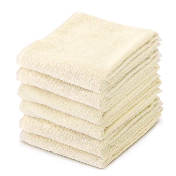 Face Towel, 12 Colors, 100% Cotton, 250 Monme, 13.4 x 33.9 inches (34 x 86 cm), Set of 6, Cream (Towel Set, Plain, Beauty Salon Towel, Commercial Use Towel, Salon Towel, Hotel Towel, Hotel Specifications, Face Washing Towel, Facial Towel, Salon, Nursing C