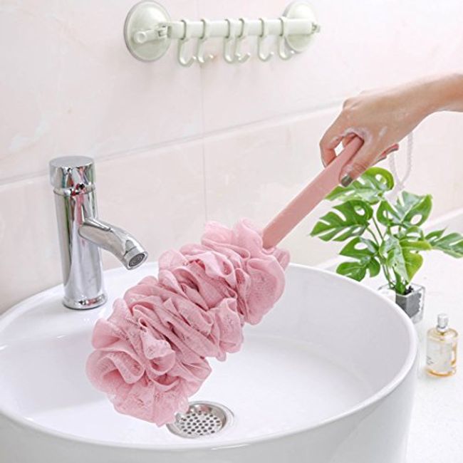 Back Scrubber For Shower, Long Handle Bath Sponge Shower Brush