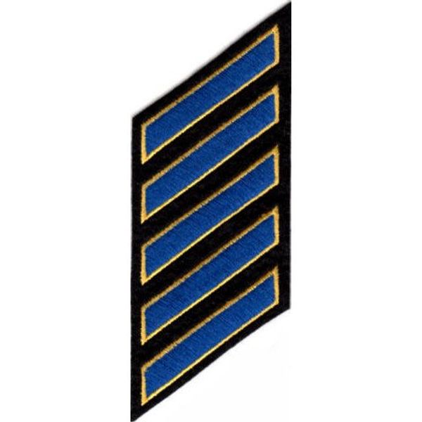 Uniform Service Hash Marks - Royal-Medium Gold on Black Felt Backing - 5 Hashes