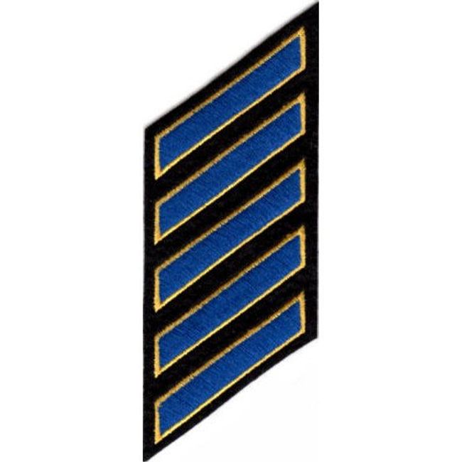 Uniform Service Hash Marks - Royal-Medium Gold on Black Felt Backing - 5 Hashes