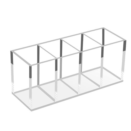 FFowcye Acrylic Pen Pot Organiser & Makeup Brush Holder - 4 Compartments Clear Pencil Holder for Desk, Countertop Storage for Makeup Brushes, Pens, Pencils, Paint Brushes & Cosmetics