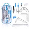 Geometry Set, 10pcs Maths Set,ZOMOAP School Maths Protractor Set with Shatterproof Storage Box,Includes Rulers,Protractor,Compass,Pencil Lead Refills,Pencil,Eraser.