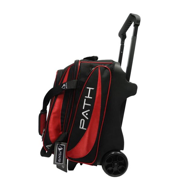 Pyramid Path Premium Deluxe Double Roller with Oversized Accessory Pocket Bowling Bag (Black/Red)