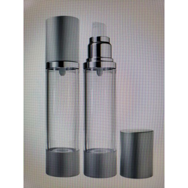JS JUVITUS- Refillable Airless Pump Bottle in Silver Matte - 1.7 oz 2 Pack NEW