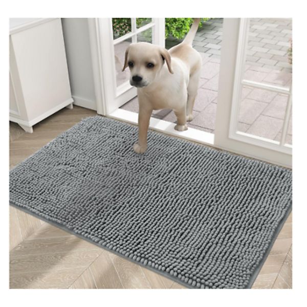 Dog Door Mat for Muddy Paws, Absorbs Moisture and Dirt, Non-Slip Washable Mat