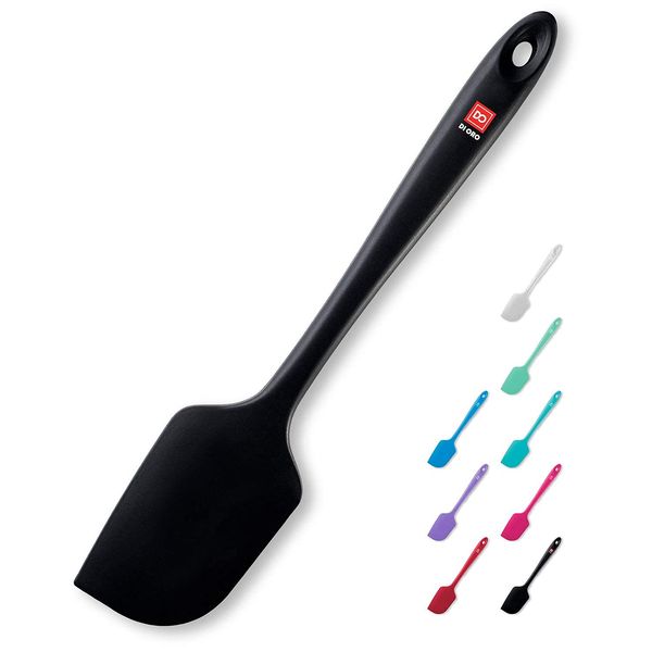 DI ORO Silicone Spatula - 600°F Heat-Resistant Rubber Kitchen Spatula for Baking, Scraping, & Mixing - BPA Free Nonstick Cookware Safe Flexible Utensil for Cooking - Seamless & Dishwasher Safe (Black)