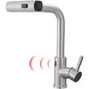 Touchless Waterfall Kitchen Faucet with Pull down Sprayer Brushed Nickel Single