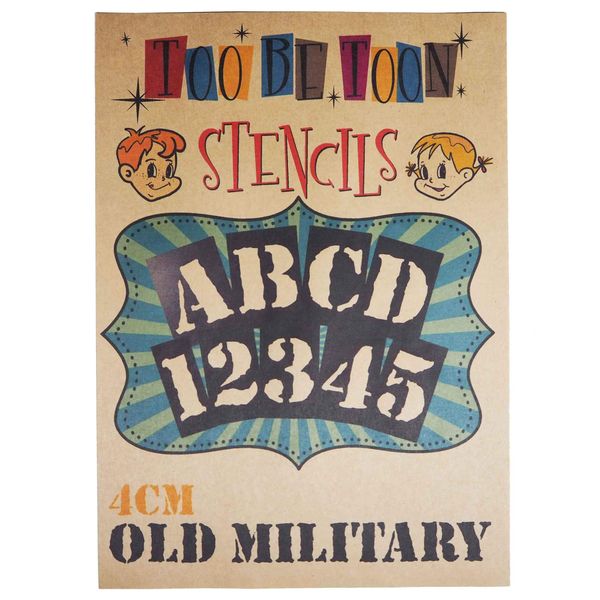 OLD MILITARY Stencil Sheet Uppercase Letters & Numbers Set (4 cm)