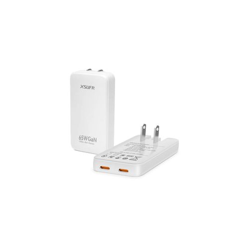 65W GaN Flat USB C Wall Charger with Folding Travel Dual USB-C Port,Fast Charging with PPS for for MacBook, iPhone 16/15/14/13/12/11/Pro Max/XS/XR,Galaxy S24/S23/Note20, Pixel 9/8,White