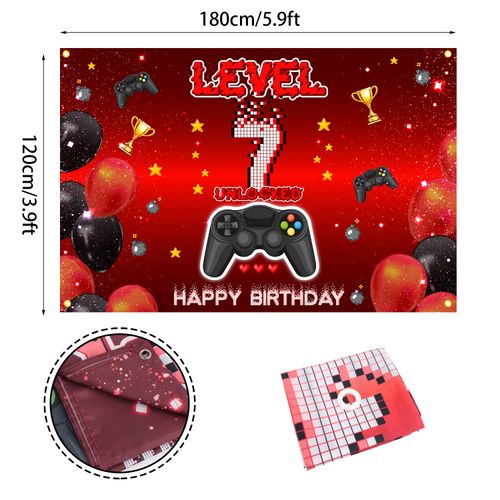 Level 7 Unlocked Backdrop Banner Decorations Video Game On Happy 7th Birthday for Boys Kids Red and Black 7 Years Old Level Up Theme Bday Background Photography Party Decor Sign Supplies