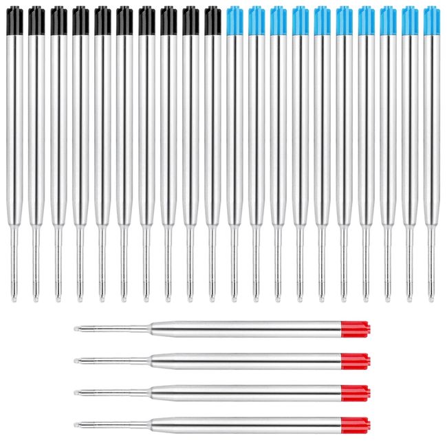 ENLACE Kugelschreiberminen Großraumminen Metall Kugelschreiber Ersatzminen für das G2-Format,24 x Kompatible Set Minen 1,0mm Strichstärke M,Schreibfarbe Blau Schwarz Rot