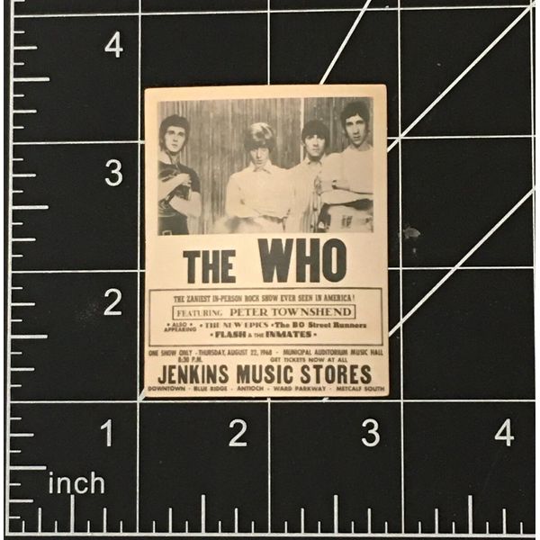 The Who Vinyl Sticker 1968 Concert Ticket Rock Band Durable Waterproof Sunproof