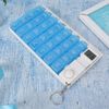 Electronic Pill Timer Reminder Dispenser 7 Day Pill Case, Electronic Pill Timer Reminder Automatic Medication Reminder Dispenser Pill Storage Box (Blue)