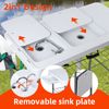 Folding Fish Cleaning Table with Sink and Spray Nozzle Heavy Duty Camping Table