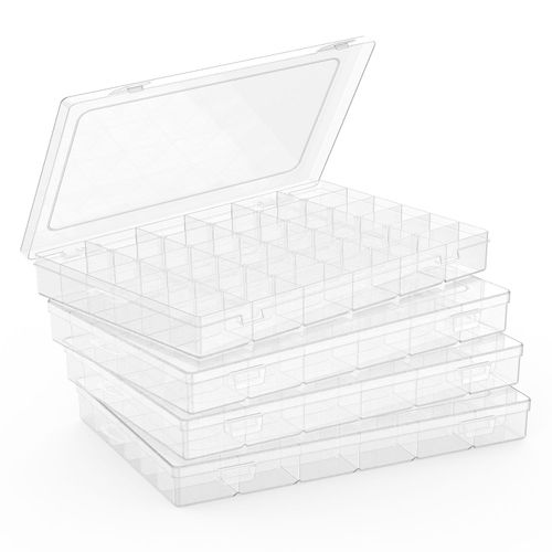1 Pack Plastic Organizer Container Box, 36 Grids Clear Plastic Parts Organizer Box, for Beads, Art DIY, Crafts, Jewelry, Fishing Tackle with Label Stickers