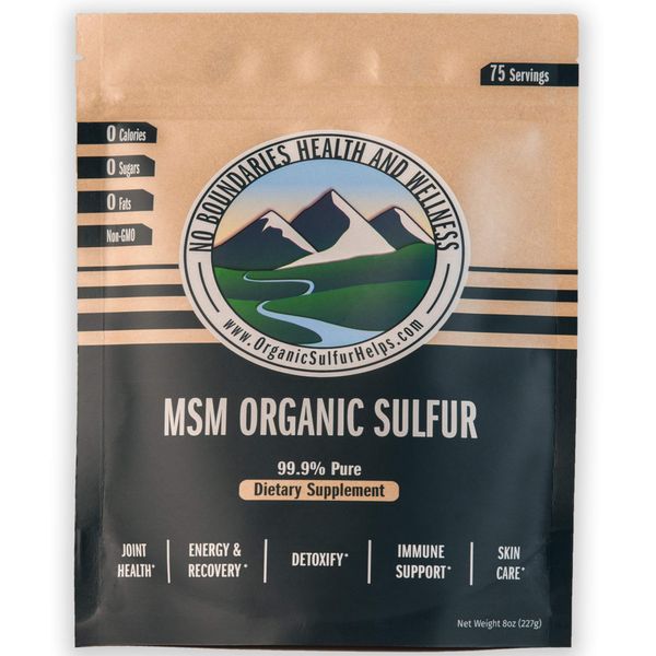 MSM Organic Sulfur Crystals by No Boundaries Health and Wellness – All-Natural, Premium Health Supplement: 99.9% Pure MSM – Benefits: Joint Pain, Allergies, Skin, Hair & Nail Health – No Fillers