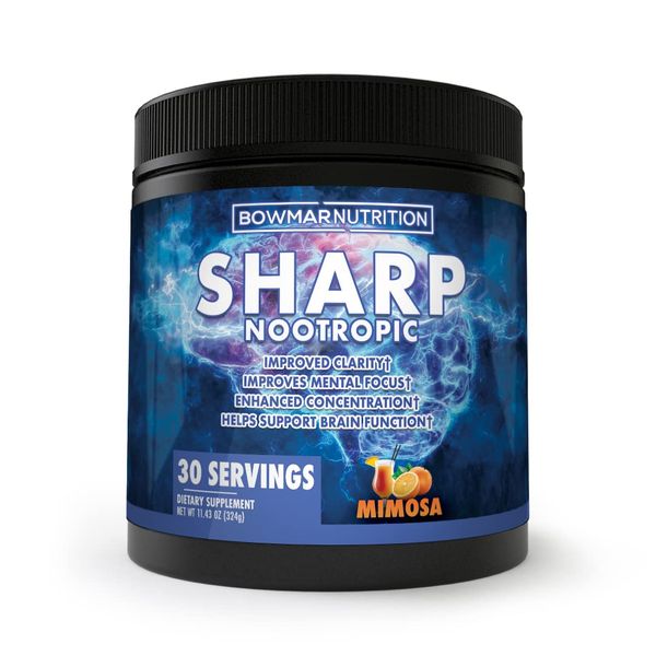 Bowmar Nutrition Sharp Nootropics, Nootropics Powder, 30 Servings tub, Enhances Focus, Increases Energy Levels, Brain Supplement, Brain Booster. (Strawberry Pineapple)