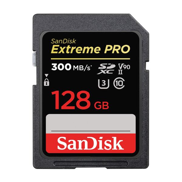 SanDisk Extreme PRO SDSDXDK-128G-GHJIN SD Card, 128 GB, SDXC, Class 10, UHS-II, V90, Max Read 300 MB/s, New Packaging