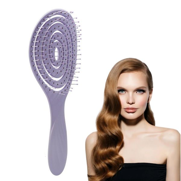 Hair Brush, Detangle Hair Brush, Detangling Brush, Smoothing Hair Brush Wet & Dry Hair Brush Spiral Hairbrush for Women, Men, Kids, Glide Through Tangles for all Hair Types (Purple)