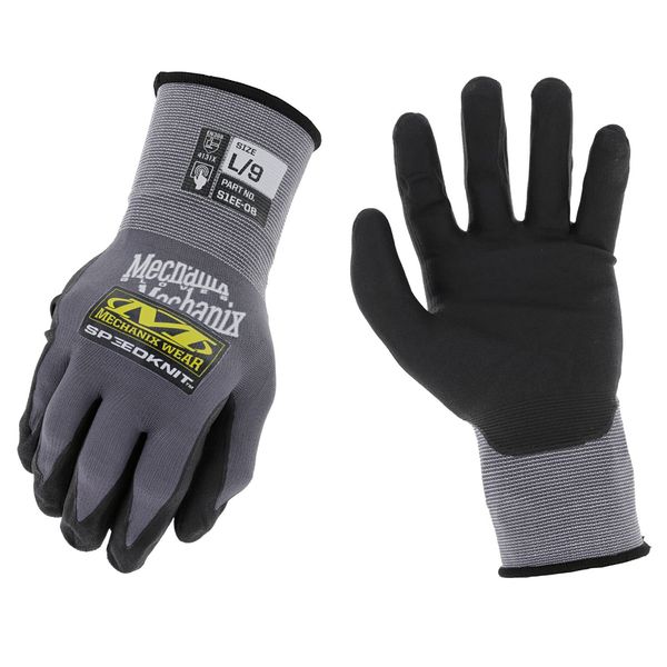 Mechanics Wear S1EE-08-007 Speed Knit S Gray Work Safety Gloves, Abrasion Resistant, Tear Resistant, Touchscreen Compatible, Washable, Mechanic, Disaster Preparedness, DIY