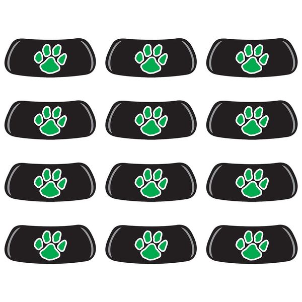 Anderson's Green Paw with White Outline EyeBlacks, 12 Pairs per Package, School Spirit, Face Stickers, Sports Fan Gear, Football Cheerleader Accessories, Homecoming