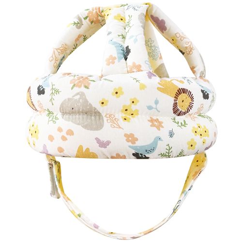 Baby Head Protector Baby Helmet for Crawling Walking, No Bumps Safety Head Adjustable Protective Cap for Walking, Playing - White Animal Flower