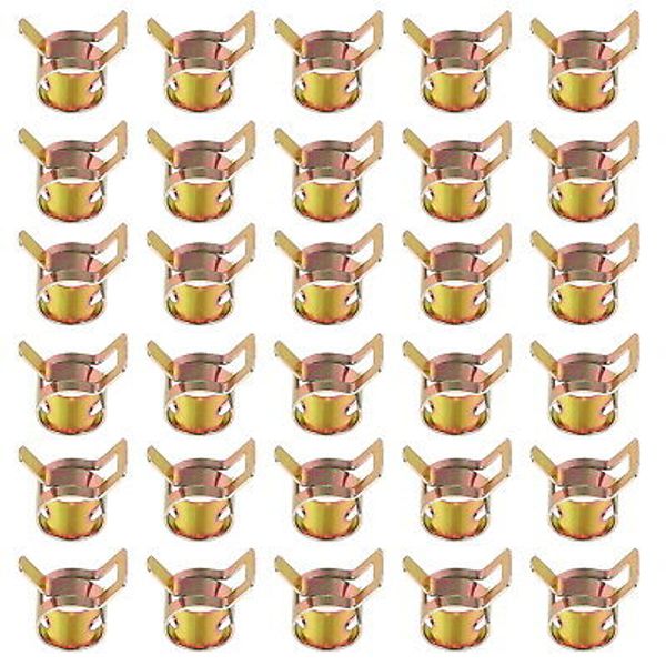 30 Pack Spring Band Hose Pipe Clamps for 10-11.8 mm OD Hose, Gold