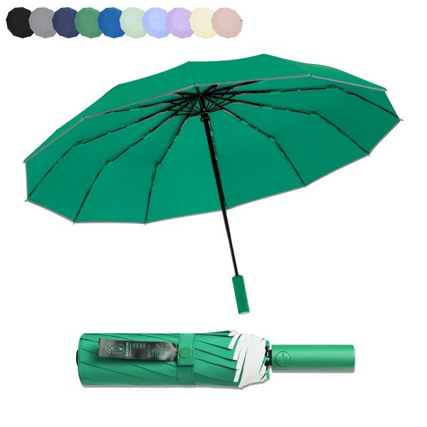 BAODINI Travel Compact Rain Umbrella Windproof 42/46 Inch Premium Fabric Easy Open Perfect for Purse and Backpack