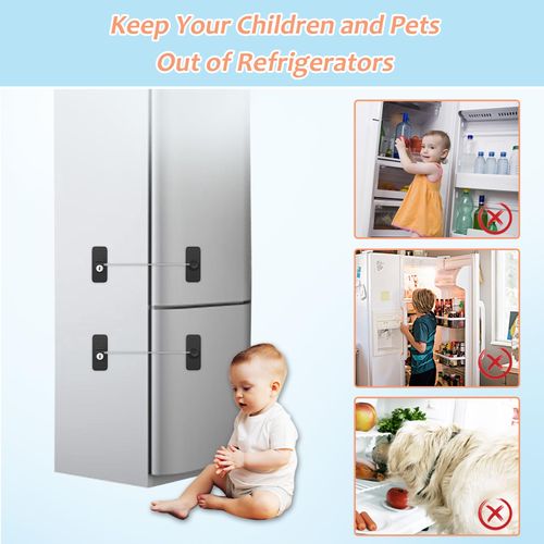 AOSITE Mini Fridge Locks for Kids No Drill Refrigerator Locks for Adults Cupboard Lock Child Safety Locks for Cabinets Drawer Locks Freezer Lock Baby Proofing (Black, 2)